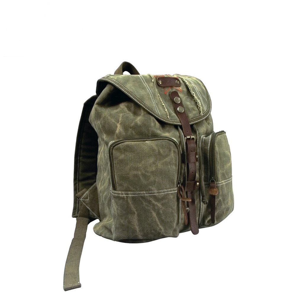 Rothco Stone Washed Canvas Backpack w/ Leather Accents